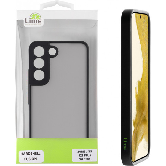 Lime ���� Samsung S22 Plus 5G S906 6.6'' Hardshell Fusion Full Camera Protection Black With Red KEYS