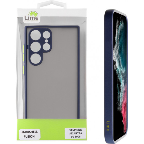 Lime ���� Samsung S22 Ultra 5G S908 6.8'' Hardshell Fusion Full Camera Protection Blue With Yellow KEYS