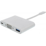 Well Adaptor USB-C Male �� VGA, USB3.0, USB-C Female ADAPT-USBC-VGA/USB3.0/PD-WL