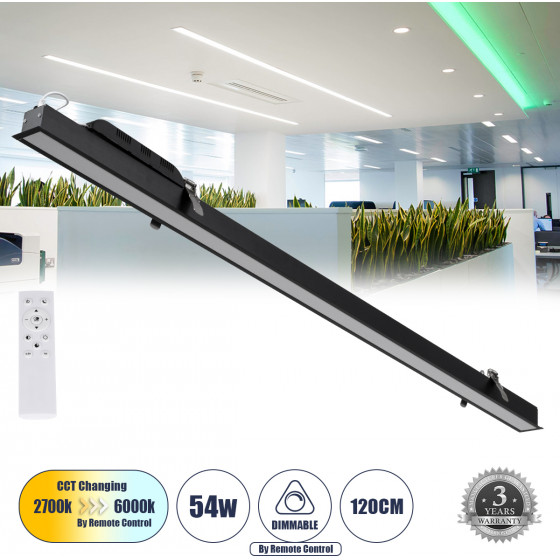 GloboStar Luca �������� ������� ��������� Linear Led Cct 54W 6500lm 120� Ac 220-240V �121.5 x �5 x �4cm - �������� �������� ���� ���������������� All In One ����� 6000k+������ 4500k+����� 2700k Dimmable - ����� - 3 Years Warranty - (61032)