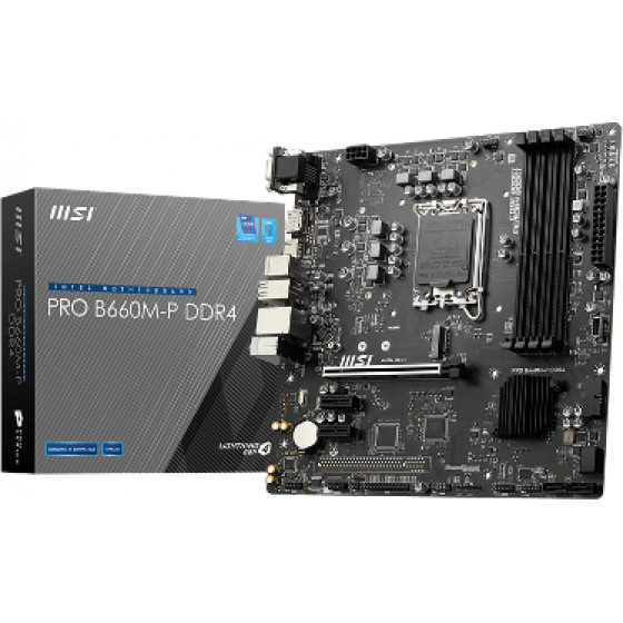 MSI Mb Pro Socket Intel LGA1700 12th GEN, Cs Intel B660, 4 Dimm Sockets DDR4, HDMI/DP/D-SUB, Lan GIGABIT, MICRO-ATX, 3YW. - (B660M-P DDR4)
