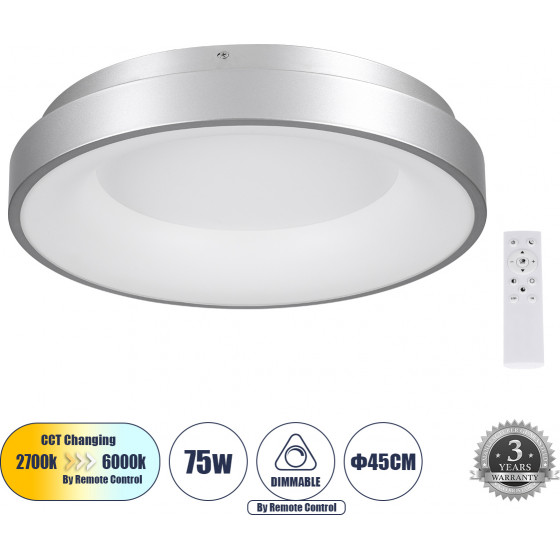 GloboStar Salem ���������� ������ ���������-������ Led Cct 75W 8625lm 120� Ac 220-240V - �������� �������� ���� ���������������� All In One ����� 6000k+������ 4500k+����� 2700k Dimmable �45cm - ����� - 3 Years Warranty - (61234)