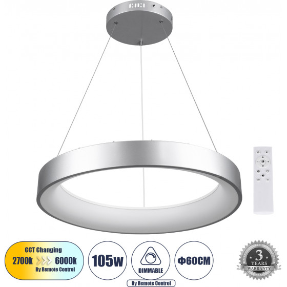 GloboStar Salem �������� ���������� ������ ���������-������ Led Cct 105W 12075lm 120� Ac 220-240V - �������� �������� ���� ���������������� All In One ����� 6000k+������ 4500k+����� 2700k Dimmable �60cm - ����� - 3 Years Warranty - (61246)