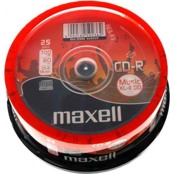 Maxell CD-R Music XL-Ii 80min/700MB, Cake Box 25��� - (628529)