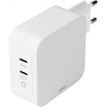 Deltaco USB-C Wall charger, Gan technology, 2x USB-C PD, Total 100 W - (USBC-GAN03)