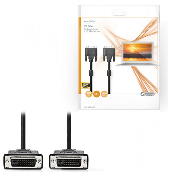 Nedis CCGP32001BK30 DVI-D 24+1-Pin Male DVI-D 24+1-Pin Male 3.00m BLACK