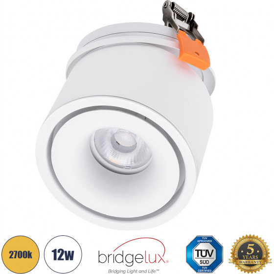 GloboStar OMEGA-R ������� Led Spot Downlight Trimless �10cm 12W 1500lm 36� Ac 220-240V IP20 �10 x �8.2cm - ��������� - ����� - ����� ����� 2700K - Bridgelux Cob - 5 Years Warranty - (60295)