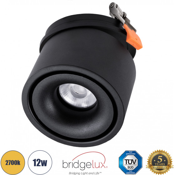 GloboStar OMEGA-R ������� Led Spot Downlight Trimless �10cm 12W 1500lm 36� Ac 220-240V IP20 �10 x �8.2cm - ��������� - ����� - ����� ����� 2700K - Bridgelux Cob - 5 Years Warranty - (60297)