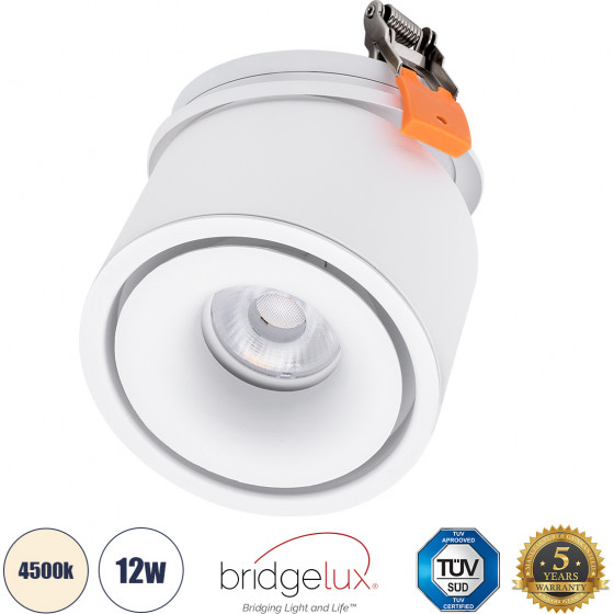 GloboStar OMEGA-R ������� Led Spot Downlight Trimless �10cm 12W 1560lm 36� Ac 220-240V IP20 �10 x �8.2cm - ��������� - ����� - ������ ����� 4500K - Bridgelux Cob - 5 Years Warranty - (60294)