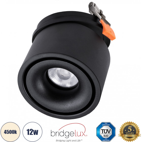 GloboStar OMEGA-R ������� Led Spot Downlight Trimless �10cm 12W 1560lm 36� Ac 220-240V IP20 �10 x �8.2cm - ��������� - ����� - ������ ����� 4500K - Bridgelux Cob - 5 Years Warranty - (60296)