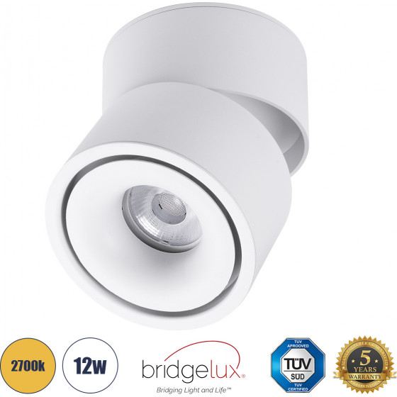 GloboStar OMEGA-S ����������� Led Spot Downlight �10cm 12W 1500lm 36� Ac 220-240V IP20 �10 x �10.5cm - ��������� - ����� - ����� ����� 2700K - Bridgelux Cob - 5 Years Warranty - (60299)