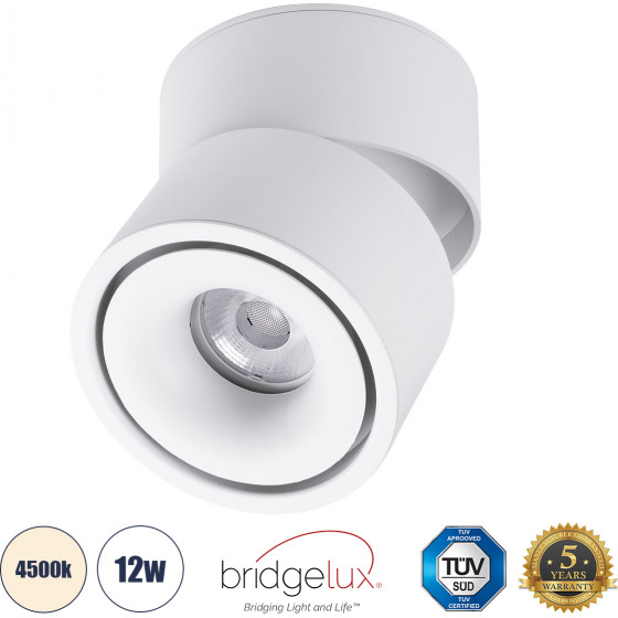 GloboStar OMEGA-S ����������� Led Spot Downlight �10cm 12W 1560lm 36� Ac 220-240V IP20 �10 x �10.5cm - ��������� - ����� - ������ ����� 4500K - Bridgelux Cob - 5 Years Warranty - (60298)