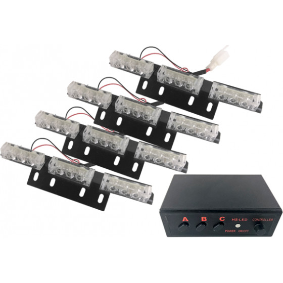 GloboStar ��������� ���� ������ �������� Strobo Led 4x3 36W 10-30V IP65 ��������� ����� - (17941)