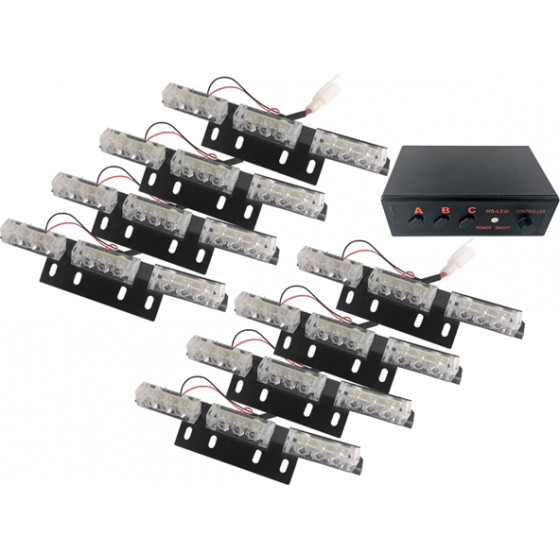 GloboStar ��������� ���� ������ �������� Strobo Led 8x3 72W 10-30V IP65 ��������� ��������� - (88982)