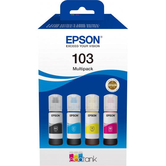 Epson Ink T00S64A Black C+M+Y Multipack 4x65ml - (C13T00S64A)