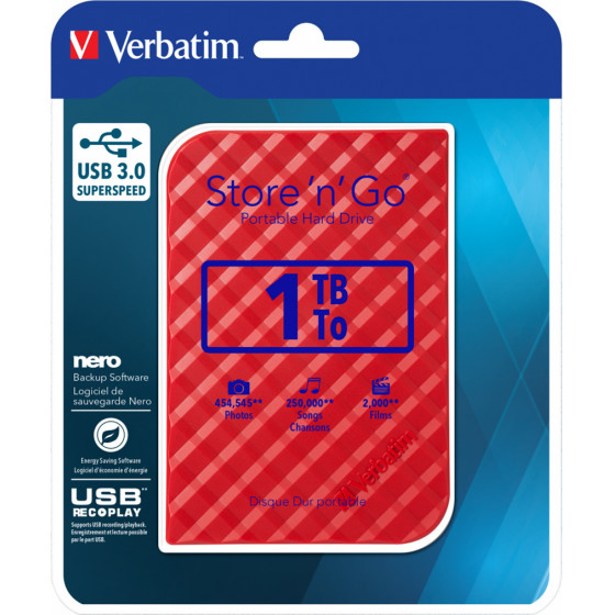Verbatim VERB. 2.5''Hdd EXT. 3.0 Red 1TB - (53203)