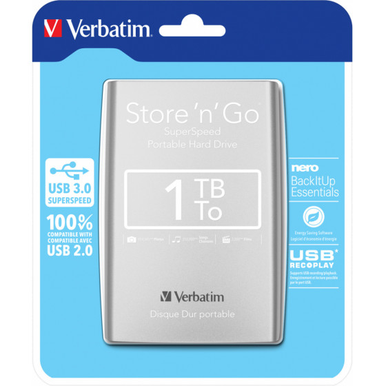 Verbatim VERB. 2.5''Hdd EXT. 3.0 Silver 1TB - (53071)