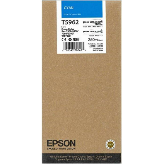 Epson Ink T5962 UltraChrome Cyan with pigment -350ml - (C13T596200)