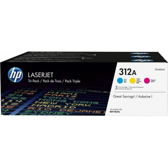 Hewlett Packard HP 312A 3-Pack Cyan Magenta Yellow - (CF440AM)