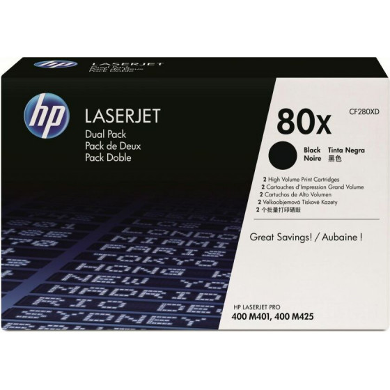 Hewlett Packard Toner Laser HP 80XD Lj Pro 400 Black Dual Pack - (CF280XD)