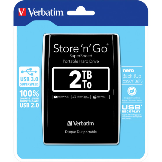 Verbatim VERB. 2.5''Hdd EXT. 3.0 Black 2TB - (53177)