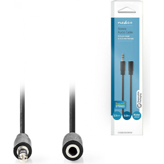 Nedis CAGB22050BK50 Stereo Audio Cable 3.5 Mm Male - 3.5 Mm Female 5.0m Black