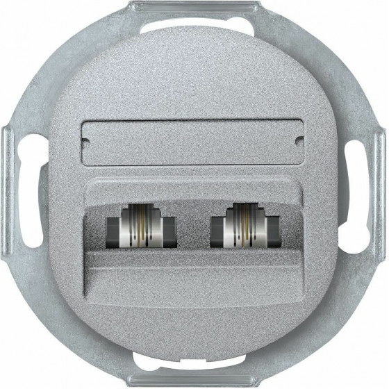 Eon E613.S Double Telephone Socket Without Cover Frame 2xRJ12 6/4 Cat 3, Silver - (ERW-EON-E613.S)