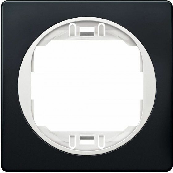 Eon E6801.E10 One-Gang Frame 80x80, soft-Touch Black With White Holder - (ERW-EON-E6801.E10)