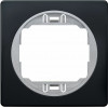 Eon E6801.E1S One-Gang Frame 80x80, soft-Touch Black With Silver Holder - (ERW-EON-E6801.E1S)