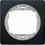 Eon E6801.E1S One-Gang Frame 80x80, soft-Touch Black With Silver Holder - (ERW-EON-E6801.E1S)