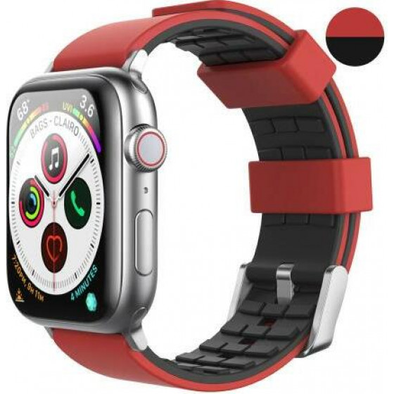 AHAstyle ������� ��������� Duotone Premium Silicone Apple Watch 2/ 3/ 4/ 5/ 6/ 7/ Se (38mm/ 40mm/ 41mm) ������ �������-����� - (WA11)