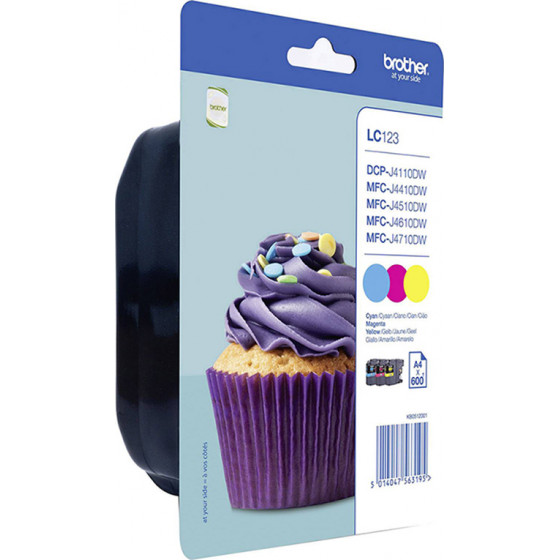 Brother Inkjet Cyan / Magenta / Yellow Cartridge (LC-123RBWBPDR) (BRO-LC-123RBWBPDR) - (LC123RBWBPDR)