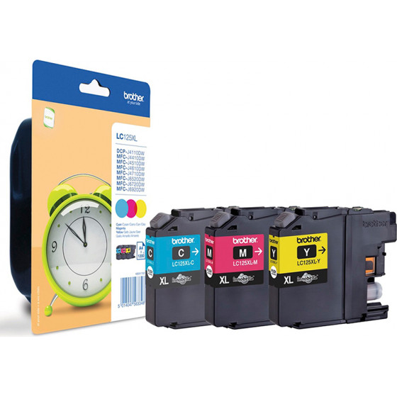 Brother Inkjet Cyan / Magenta / Yellow Cartridge (LC-125XLRBWBPDR) (BRO-LC-125XLRBWBPDR) - (LC125XLRBWBPDR)