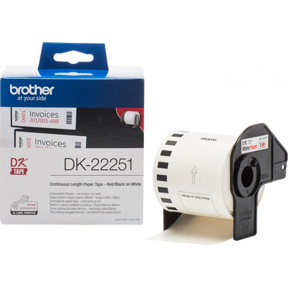 Brother P-Touch Label Red / Black On White15.2m x 62mm - (DK22251)