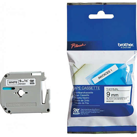 Brother P-Touch Non Laminated M-Band Black On White 8m x 9mm - (MK221BZ)