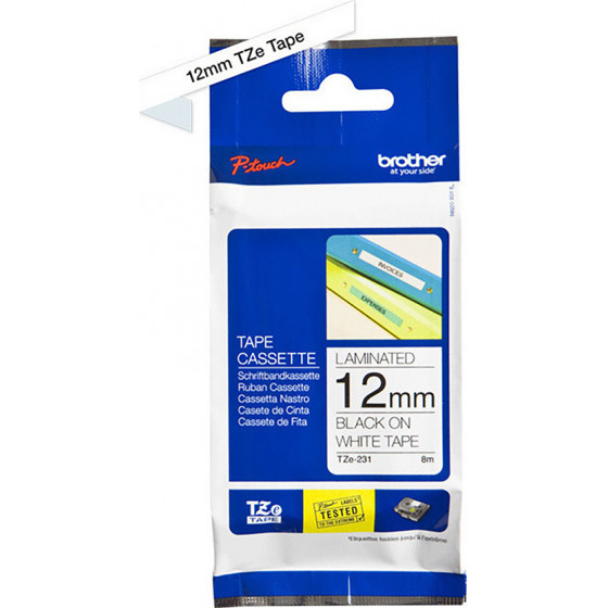 Brother P-Touch Black On White 4m x 12mm - (TZE231S)