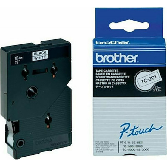 Brother P-Touch Laminated Black On White 7,7m x 12mm - (TC201)