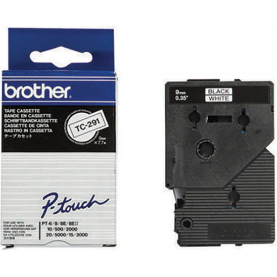 Brother P-Touch Laminated Black On White 7,7m x 9mm - (TC291)