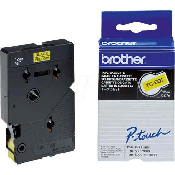 Brother P-Touch Laminated Black On Yellow 7,7m x 12mm - (TC601)