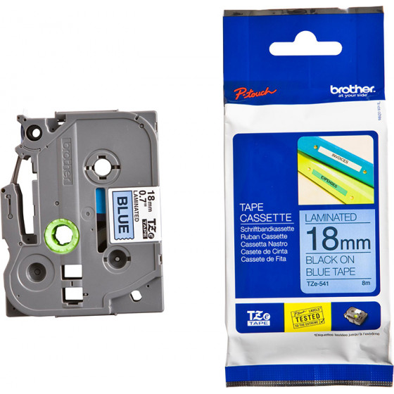Brother P-Touch Laminated Black On Blue 8m x 18mm - (TZE541)