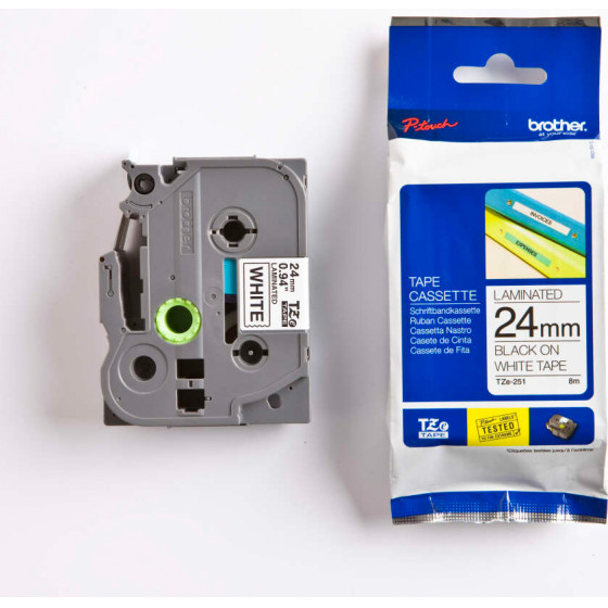 Brother P-Touch Laminated Black On White 8m x 24mm - (TZE251CIV)