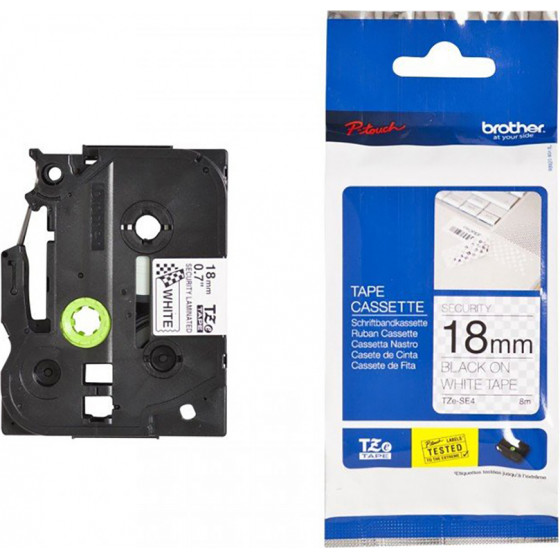 Brother P-Touch Adhesive Tape Security Black On White 8m x 18mm - (TZESE4)