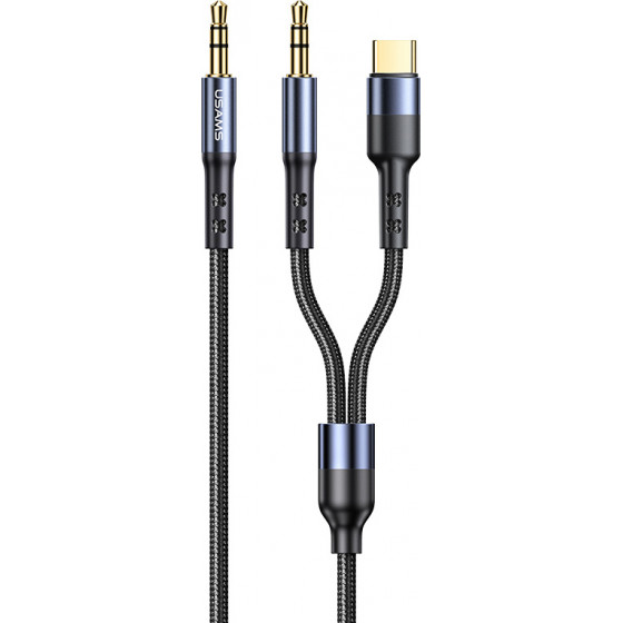Usams ������� ���� 3.5mm �� USB-C & 3.5mm US-SJ555, 1.2m, ����� - (SJ555YP01)