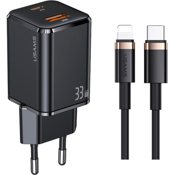 Usams ��������� ������ ������� Lightning, USB-C/Usb 33W, ������ - (USKTZ01)