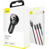 Baseus Car Charger Digital Display 3-in-1 Cable �����/���� - (TZCCBX-0G)