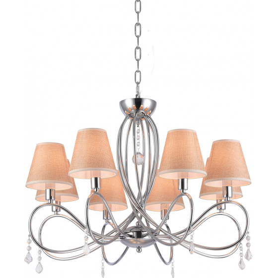 Homelighting E002-8 LAKI PENDANT LAMP CHROME & WHITE SHADE 1Z2 - (77-3666)