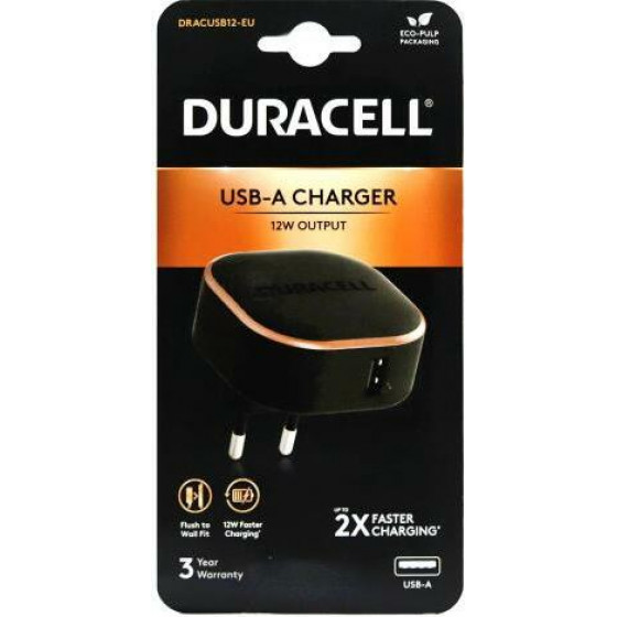 Duracell ��������� �������� 12W �� ����� Usb 2.4A ����� - (DRACUSB12-EU)
