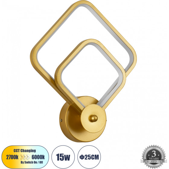 GloboStar Anna ��������� ������ - ������ Design Led Cct 15W 1800lm 300� Ac 220-240V - �������� �������� ���� �������� On/Off All In One ����� 6000k+������ 4500k+����� 2700k �25 x �8 x �30cm - ����� �������� - (61087)