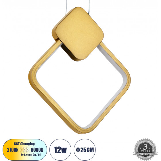 GloboStar Mary �������� ��������� ������ Design Led Cct 12W 1440lm 300� Ac 220-240V - �������� �������� ���� �������� On/Off All In One ����� 6000k+������ 4500k+����� 2700k �20 x �2.3 x �28.5cm - ����� �������� - (61084)