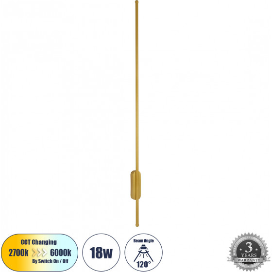 GloboStar Harlem ��������� ������ - ������ Design Led Cct 18W 2160lm 120� Ac 220-240V - �������� �������� ���� �������� On/Off All In One ����� 6000k+������ 4500k+����� 2700k �5 x �4 x �120cm - ����� - 3 Years Warranty - (61336)